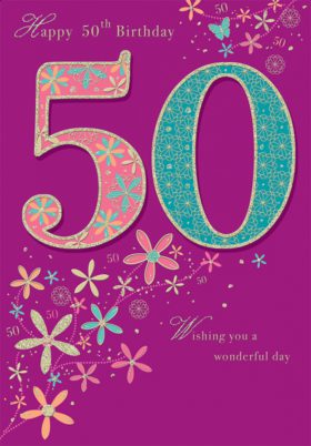 Age 50 Floral Card