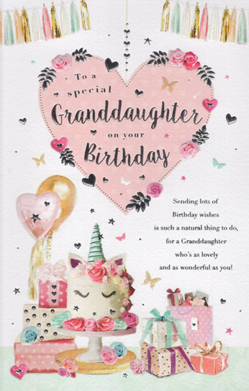 Granddaughter Birthday Card Unicorn Cake