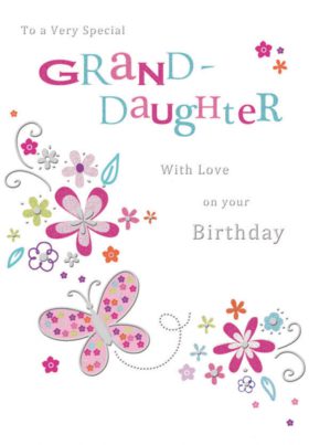 Granddaughter Butterfly Flower Birthday Card