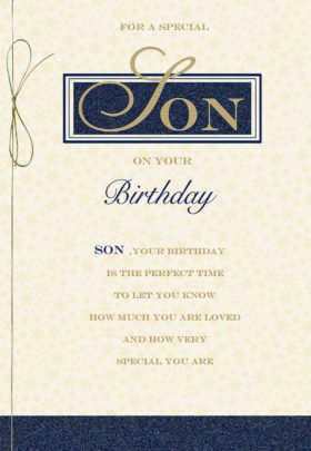 Son Gold Text Birthday Card