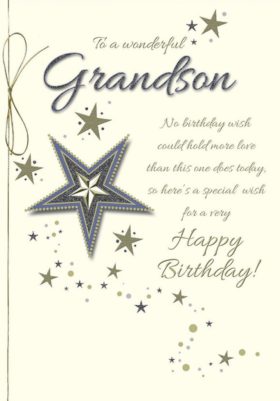 Grandson Blue Stars Birthday Card
