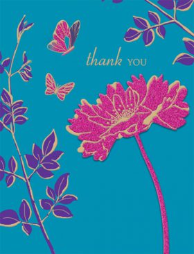Thank You Floral Flying Butterfly