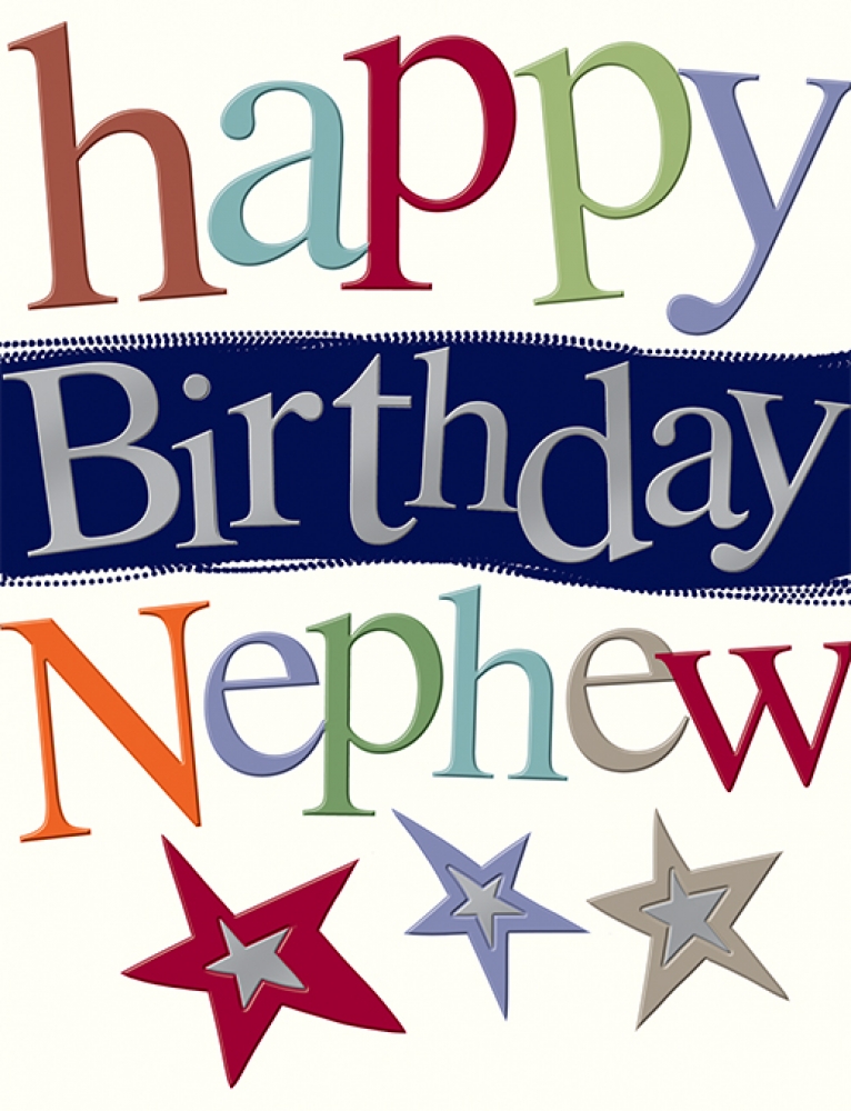 Nephew Coloured Text Birthday Card - One For Occasions