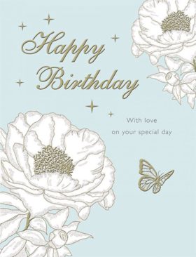 Birthday Card White Flora