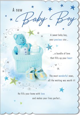 Baby Boy Teddy Bear Card