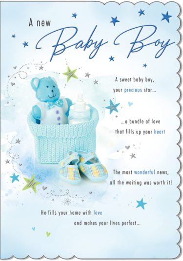 Baby Boy Teddy Bear Card