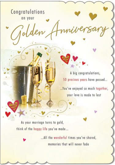 Golden Anniv Card Champagne