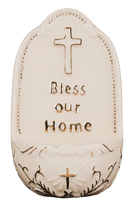 Porcelain Holy Water Font Bless Our Home