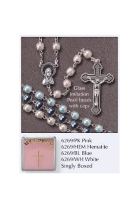 Baby Blue Pink White Rosary 6269