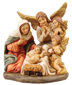 Resin Nativity Mary Guardian Angel Cherubs