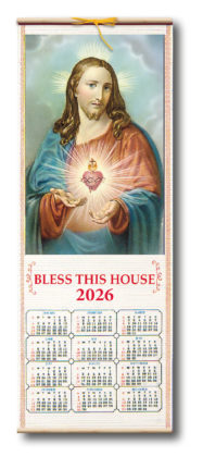 Sacred Heart Wood Scroll Calendar