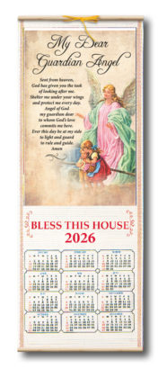 Wood Scroll Calendar Guardian Angel 2026