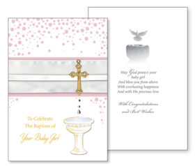 Baptism Card Girl Crucifix