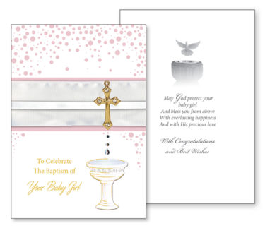 Baptism Card Girl Crucifix