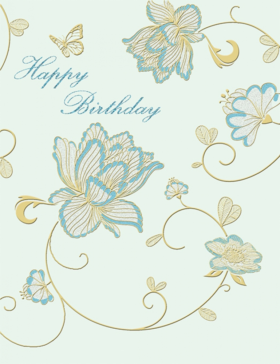 Birthday Card Chiffon Floral