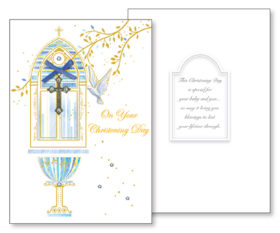 Christening Boy Card Crucifix