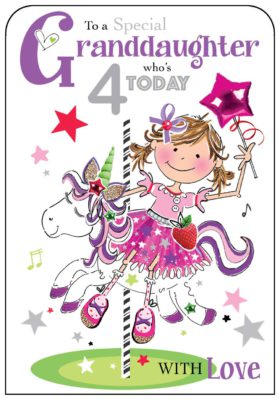 Granddaughter 4th Birthday Card Carousal