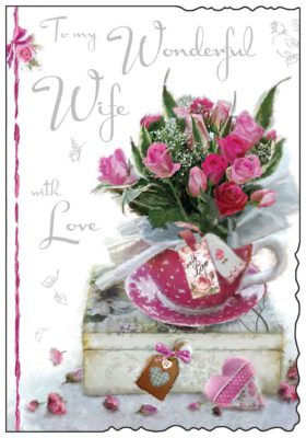 Wife Birthday Bouquet Teacup Card