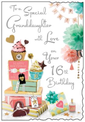 Granddaughter 16th Birthday Card Cup Cakes