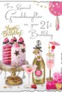Granddaughter 21st Birthday Card Cake Stand