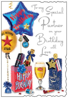 Partner Birthday Card Balloons